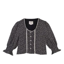 Linden Floral Print Blouse | Navy Blue