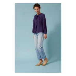 Erica Bubble Crepe Blouse | Purple -Trend Luxer Sales Store unnamed file 1045