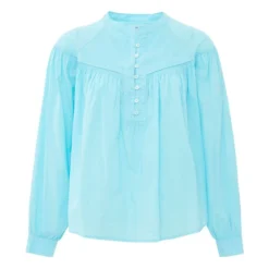 Delilah Cotton Poplin Blouse | Azure Blue