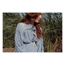 Louise Misha Striped Linen Blouse Gil | Blue -Trend Luxer Sales Store unnamed file 1220