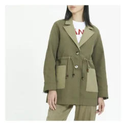 Ganni Veste Heavy Twill Matières Recyclées | Khaki -Trend Luxer Sales Store unnamed file 1341
