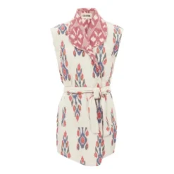 Ikat Reversible Sleeveless Kimono Jacket | Cream
