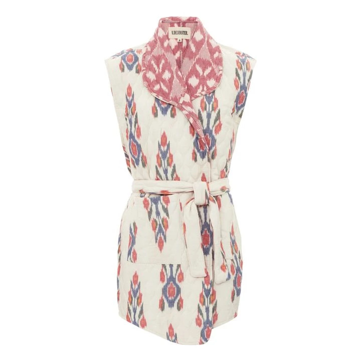 Ikat Reversible Sleeveless Kimono Jacket | Cream 1 Ikat Reversible Sleeveless Kimono Jacket | Cream