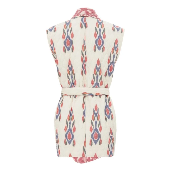 Ikat Reversible Sleeveless Kimono Jacket | Cream 2 Ikat Reversible Sleeveless Kimono Jacket | Cream - Image 2