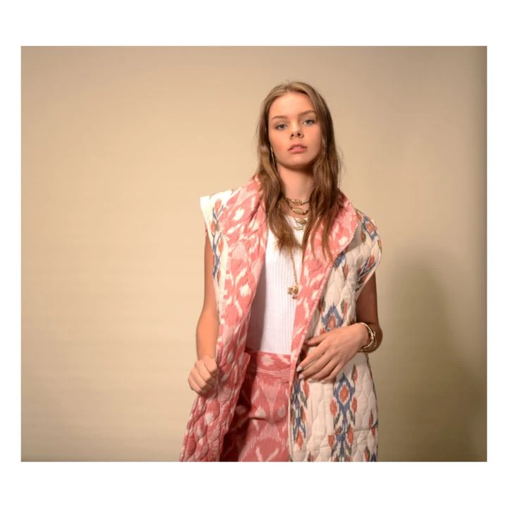 Ikat Reversible Sleeveless Kimono Jacket | Cream 9 Ikat Reversible Sleeveless Kimono Jacket | Cream - Image 9
