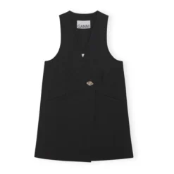 Ganni Organic Cotton Sleeveless Suit Jacket | Black