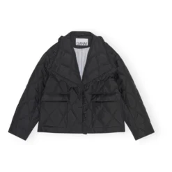 Ganni Ripstop Recycled Material Quilted Jacket | Black