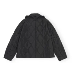 Ganni Ripstop Recycled Material Quilted Jacket | Black -Trend Luxer Sales Store unnamed file 1436