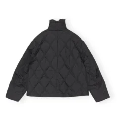 Ganni Ripstop Recycled Material Quilted Jacket | Black -Trend Luxer Sales Store unnamed file 1437