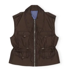 Ganni Reversible Quilted Vest | Brown