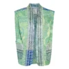 FORTE_FORTE Jacquard Metallic Sleeveless Jacket "Stars" | Green