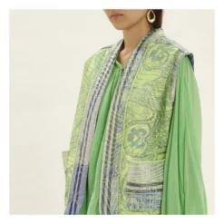 FORTE_FORTE Jacquard Metallic Sleeveless Jacket "Stars" | Green -Trend Luxer Sales Store unnamed file 1487