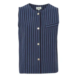 Lipp Sleeveless Striped Jacket | Navy Blue