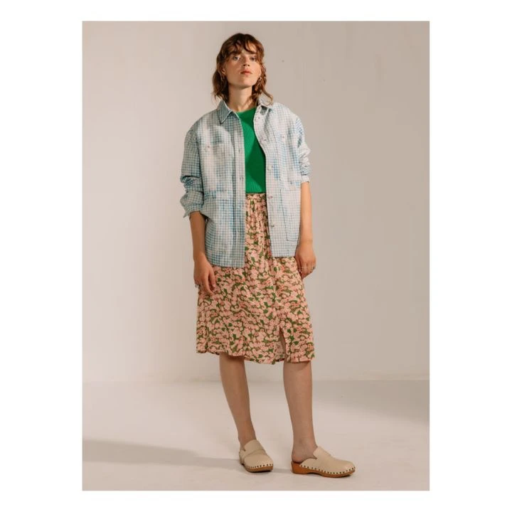 Bonnie Cotton And Linen Check Jacket | Azure Blue 6 Bonnie Cotton And Linen Check Jacket | Azure Blue - Image 6