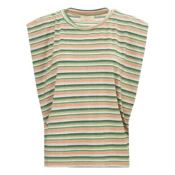 Momoni Enna Striped Metallic Top | Pink