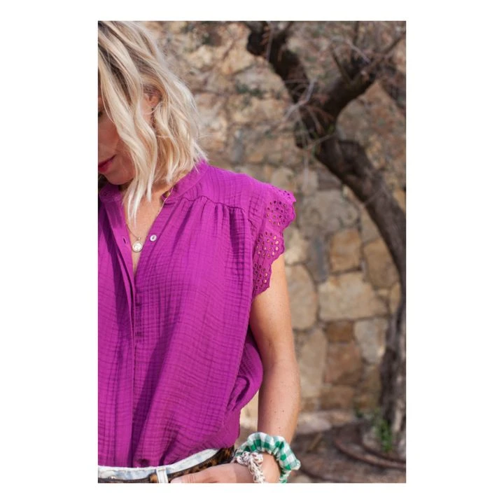 Olga Cotton Gauze Top - Women’s Collection | Fuchsia 2 Olga Cotton Gauze Top - Women’s Collection | Fuchsia - Image 2