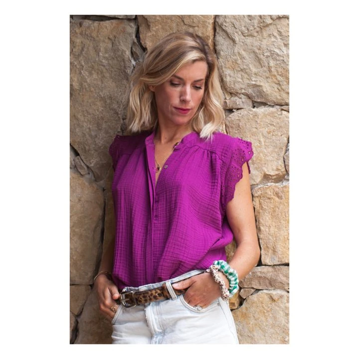 Olga Cotton Gauze Top - Women’s Collection | Fuchsia 4 Olga Cotton Gauze Top - Women’s Collection | Fuchsia - Image 4