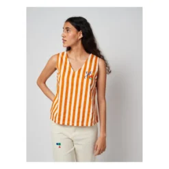 Bobo Choses Cotton And Linen Striped Top | Orange -Trend Luxer Sales Store unnamed file 1835