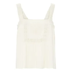 Louise Misha Organic Cotton Embroidered Paradia Strap Top | Ecru