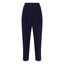 Cotton And Linen Carrot Pants | Navy Blue