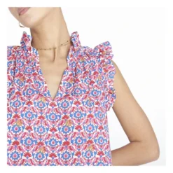 Printed Bex Top | Red -Trend Luxer Sales Store unnamed file 1894