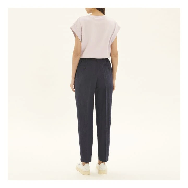 Cotton And Linen Carrot Pants | Navy Blue 3 Cotton And Linen Carrot Pants | Navy Blue - Image 3