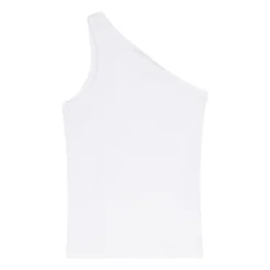 Asymmetrical Ribbed Top | White