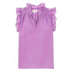 Bex Cotton Poplin Top | Purple