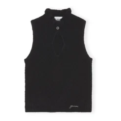 Ganni Alpaca And Merino Wool Vest | Black