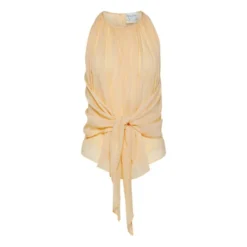 FORTE_FORTE Silk And Cotton Voile Tie Front Top | Nude Beige