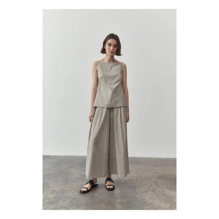 Square Collar Checked Top | Beige 2 Square Collar Checked Top | Beige - Image 2