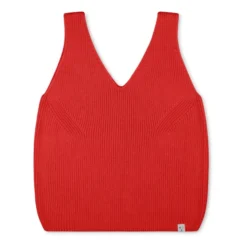 Organic Cotton Knit Top | Red