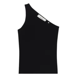 Asymmetrical Ribbed Top | Black