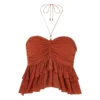 Shellee Cupro Top | Terracotta