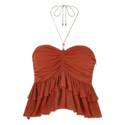 Shellee Cupro Top | Terracotta