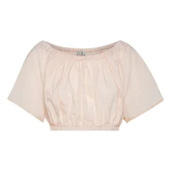 FORTE_FORTE Cotton Poplin Embroidered Cropped Top | Powder Pink