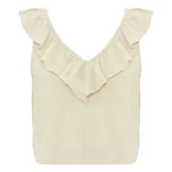 Ruffle Short Top | Ecru