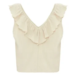 Ruffle Short Top | Ecru -Trend Luxer Sales Store unnamed file 2124