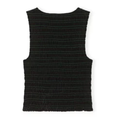 Ganni Smocked Jersey Top | Black -Trend Luxer Sales Store unnamed file 2162
