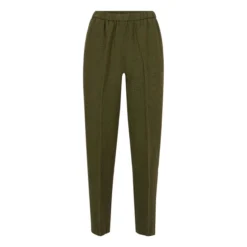 Stretchy Cotton And Linen Trousers | Green