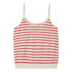 Striped Mesh Strappy Top - Women’s Collection | Ecru