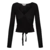 Anne Woollen Wrap Over Cardigan | Black