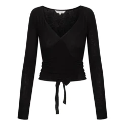 Anne Woollen Wrap Over Cardigan | Black