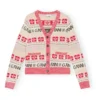 Ganni Cardigan Logo Laine Recyclée | Red