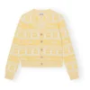 Ganni Recycled Wool Logo Cardigan | Yellow