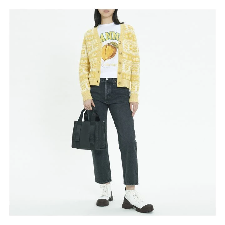 Ganni Recycled Wool Logo Cardigan | Yellow 2 Ganni Recycled Wool Logo Cardigan | Yellow - Image 2