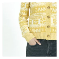 Ganni Recycled Wool Logo Cardigan | Yellow 7 Ganni Recycled Wool Logo Cardigan | Yellow -Trend Luxer Sales Store unnamed file 2282