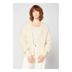 American Vintage East Alpaca Wool Shawl Collar Cardigan | Heather White -Trend Luxer Sales Store unnamed file 2294