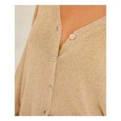Momoni Cressida Metallic Ribbed Cardigan | Cream -Trend Luxer Sales Store unnamed file 2333