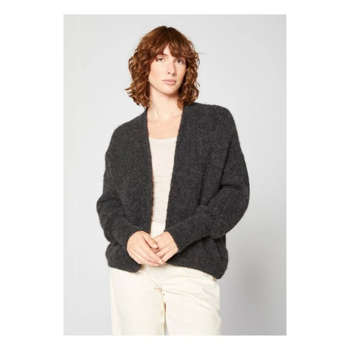 American Vintage East Shawl Collar Alpaca Wool Cardigan | Marled Charcoal Grey 3 American Vintage East Shawl Collar Alpaca Wool Cardigan | Marled Charcoal Grey - Image 3